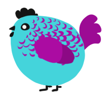 A aqua and plum chicken with a half-lace pattern