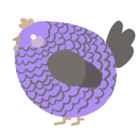 A lilac and grey chicken with a lace pattern