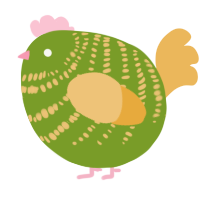A chartreuse and honey chicken with a bar pattern