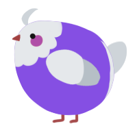 A blurple and mist chicken with a head pattern