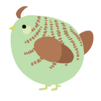 A gluppy and brown chicken with a half-bar pattern