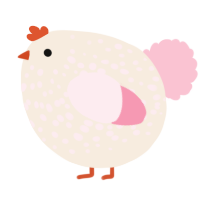 A cream and rose chicken with a speckle pattern