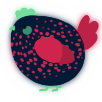 A tumblr and crimson chicken with a speckle pattern