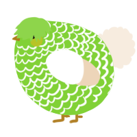 A grass and cream chicken with a lace pattern
