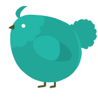 A turquoise chicken with a head pattern