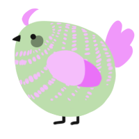 A gluppy and lavender chicken with a bar pattern