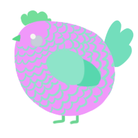 A lavender and mint chicken with a lace pattern