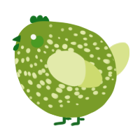 A chartreuse and lemon chicken with a speckle pattern