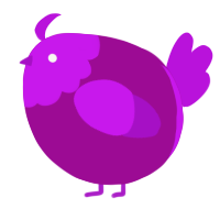 A plum and amethyst chicken with a head pattern