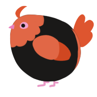 A sable and vermilion chicken with a head pattern