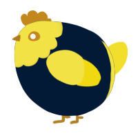 A tumblr and yellow chicken with a head pattern