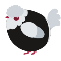 A sable and mist chicken with a head pattern