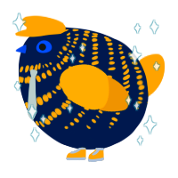 A tumblr and gold chicken with a bar pattern