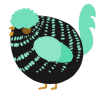 A sable and mint chicken with a bar pattern