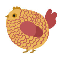 A honey and red chicken with a lace pattern