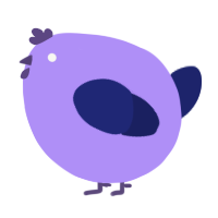A lilac and navy chicken