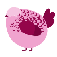 A pink and maroon chicken with a half-lace pattern