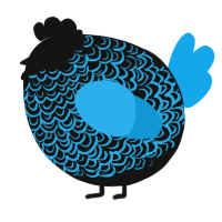 A black and sky chicken with a double-lace pattern