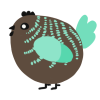 A bark and mint chicken with a half-bar pattern