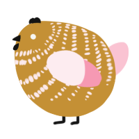 A gold and rose chicken with a bar pattern