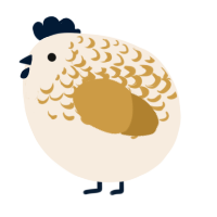 A cream and gold chicken with a half-lace pattern