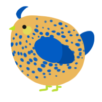 A honey and ultramarine chicken with a speckle pattern