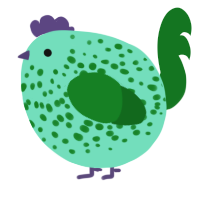 A mint and leaf chicken with a speckle pattern