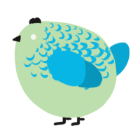 A gluppy and cerulean chicken with a half-lace pattern