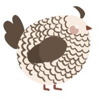 A cream and bark chicken with a lace pattern