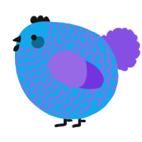 A sky and blurple chicken with a lace pattern
