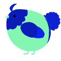 A wine and yellow chicken with a head pattern