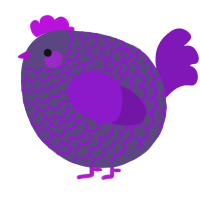 A overcast and violet chicken with a lace pattern