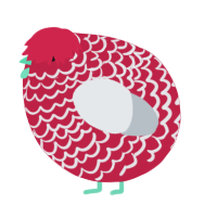 A crimson and mist chicken with a lace pattern