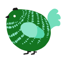 A leaf and mint chicken with a bar pattern