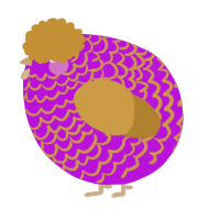 A amethyst and gold chicken with a lace pattern