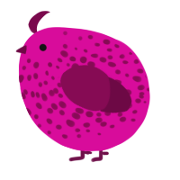 A fuchsia and wine chicken with a speckle pattern