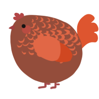 A russet and vermilion chicken with a half-lace pattern