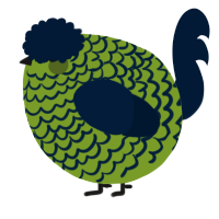 A chartreuse and tumblr chicken with a lace pattern