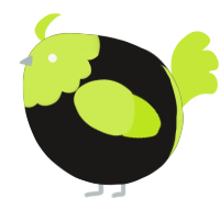 A sable and lime chicken with a head pattern