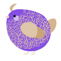 A blurple and beige chicken with a double-lace pattern