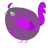 A grey and amethyst chicken with a lace pattern