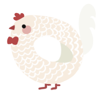 A cream and white chicken with a lace pattern