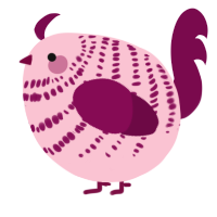 A rose and wine chicken with a bar pattern