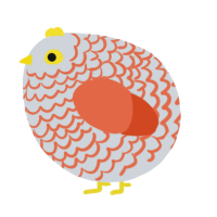 A mist and vermilion chicken with a lace pattern