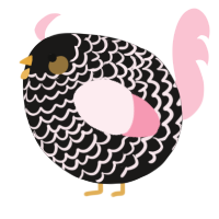 A sable and rose chicken with a lace pattern