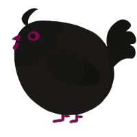 A sable and black chicken with a head pattern