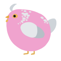 A pink and mist chicken with a neck-speckle pattern