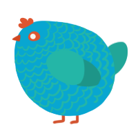 A cerulean and turquoise chicken with a lace pattern