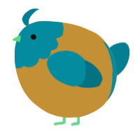 A gold and sea chicken with a head pattern