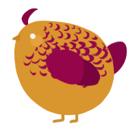 A orange and maroon chicken with a half-lace pattern